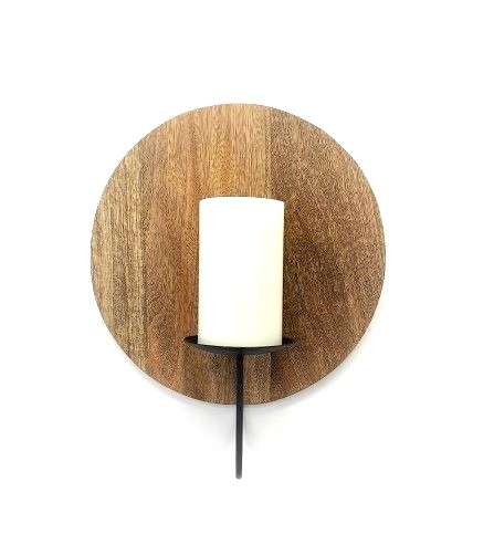 ROUND PILLAR SCONCE NATURAL MANGO WOOD